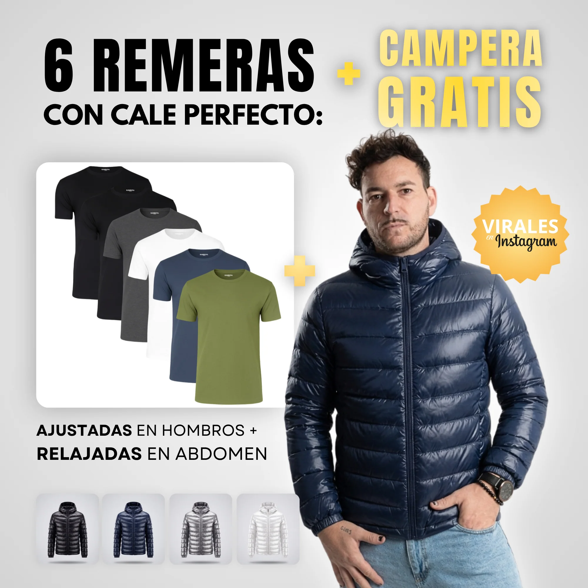 Pack 6+1 CAMPERA GRATIS - Remeras que te hacen ver mejor al instante - Image 4
